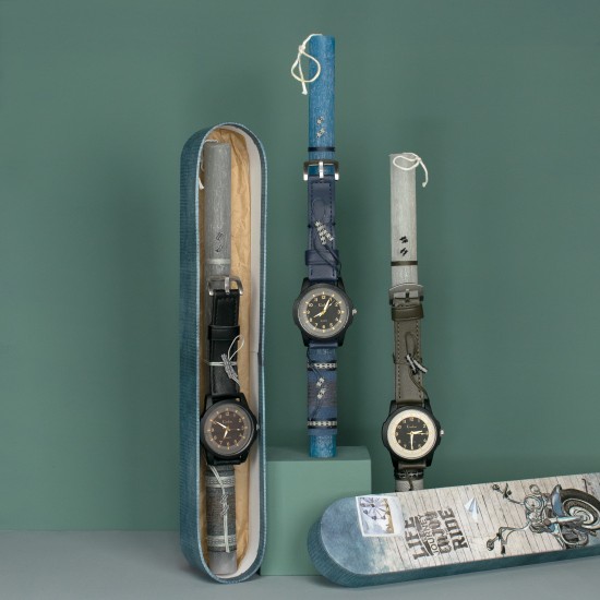 Πασχαλινή Στρογγυλή Λαμπάδα Ρολόι Ανδρικό