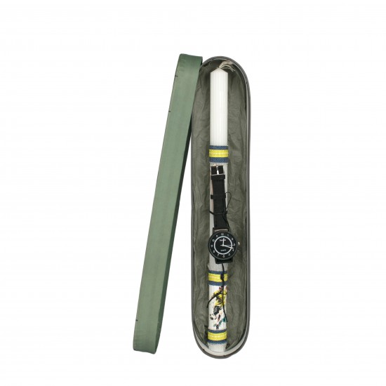 Πασχαλινή Λαμπάδα Ριγέ Ποδοσφαιρικό Ρολόι