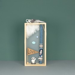 Πασχαλινή Λαμπάδα Ξύλινη Κορνίζα Φωτάκι