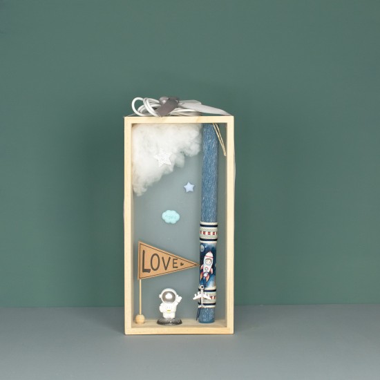 Πασχαλινή Λαμπάδα Ξύλινη Κορνίζα Φωτάκι