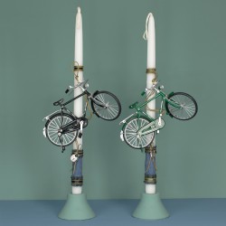 Πασχαλινή Στρογγυλή Λαμπάδα Μεταλλικό Ποδήλατο 