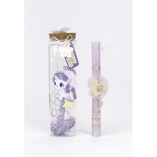 Πασχαλινή Στρογγυλή Κοντή Λαμπάδα Γυάλινο Μπουκάλι