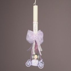 Πασχαλινή Στρογγυλή Κοντή Λαμπάδα Πριγκίπισσες Άμαξα 