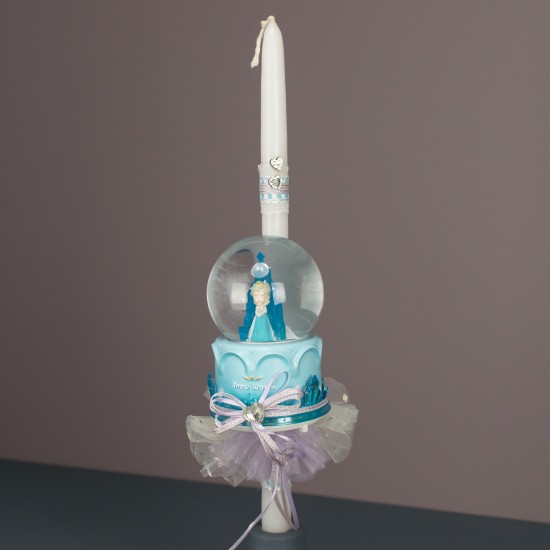 Πασχαλινή Στρογγυλή Λαμπάδα Γαλάζια Πριγκίπισσα Μπάλα 